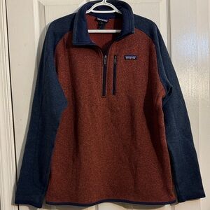 Patagonia Men’s  Better Sweater 1/4 Zip Fleece Pullover Barn Red/ Navy Sz XL